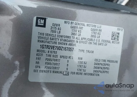 2013 GMC Sierra 1500 Sle from USA, damaged, VIN 1GTR2VE79DZ167057